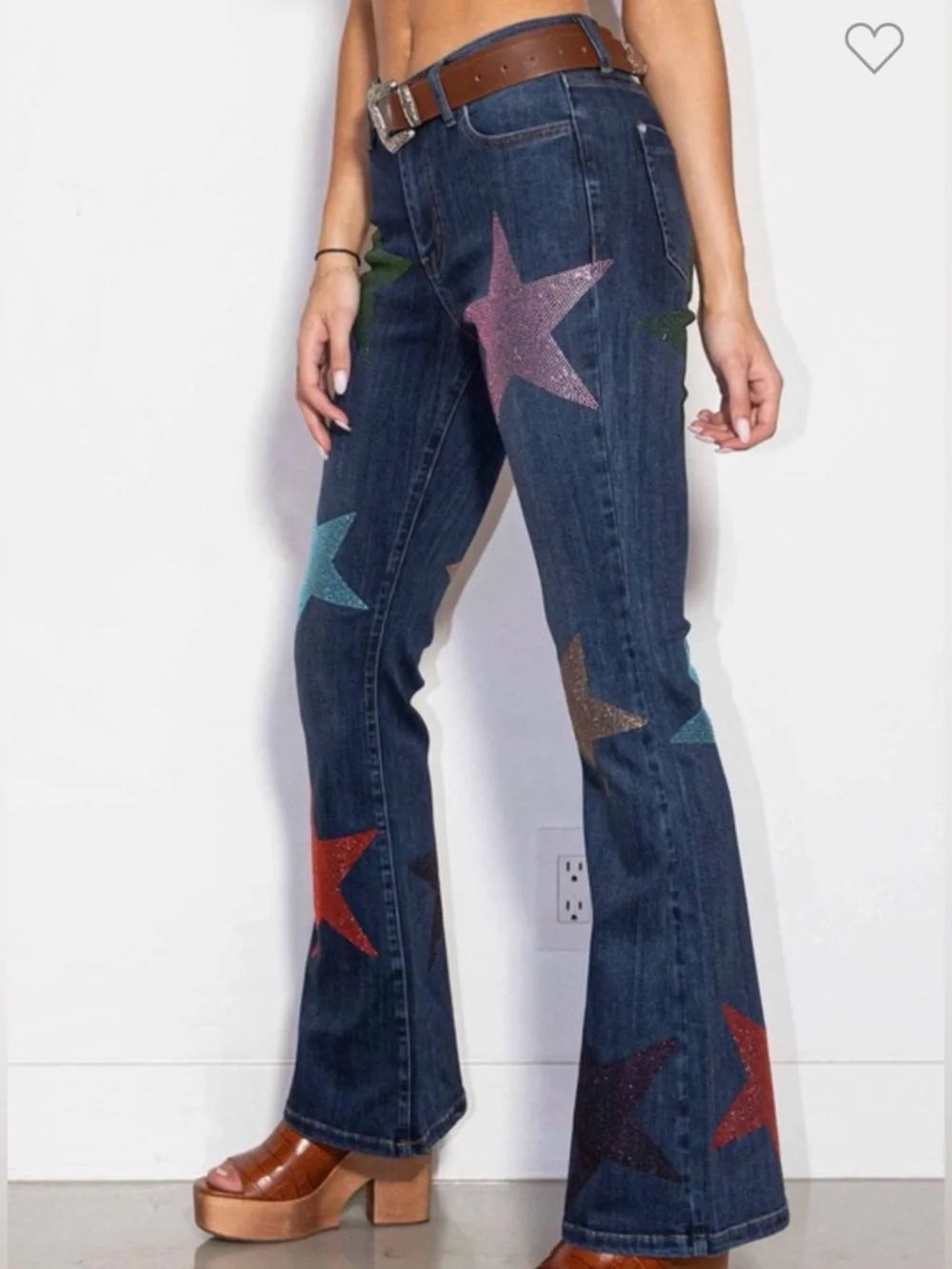 Mid Rise Star Rhinestone Bootcut Jeans - Picture 3 of 6